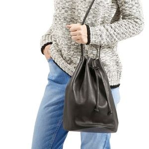 Topshop Black Leather Bucket Bag for Everyday
